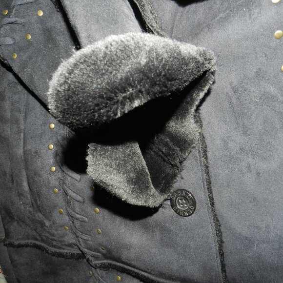 Dennis Basso Black Studded Trench Whip stitch Fur Lined Coat🆕⌚📦🏃💨🚚 - Picture 6 of 16